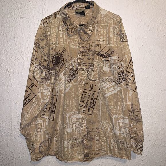 Vintage Y2K PNB Nation AOP All Over Print Button Up Shirt 2XL Graffiti Hip Hop - Picture 1 of 5